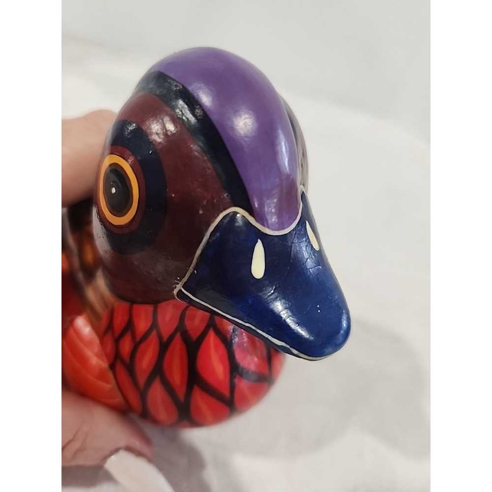 Mexican Folk Art Bird Pottery M Palacios Mexico Hand Painted Colorful 5" Tall - Picture 9 of 11